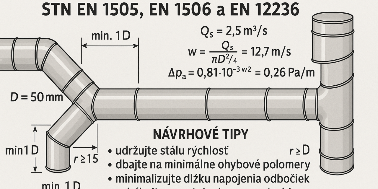 Dimenzovanie VZT potrubí – STN EN 1505, EN 1506 a EN 12236 výpočtové postupy