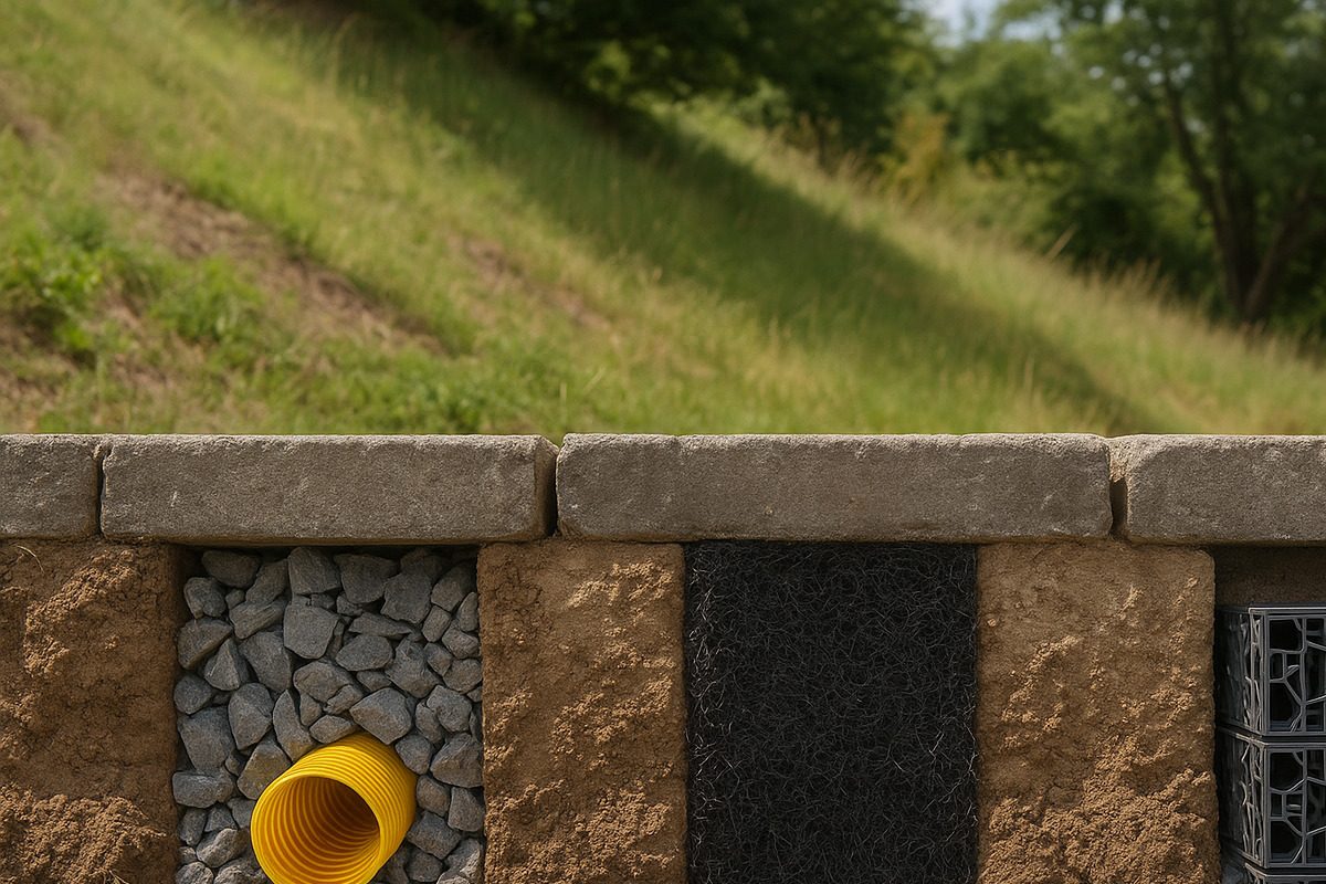 Porovnanie riešení odvodnenia oporných múrov – drenáže, geosyntetiká a vsakovacie systémy podľa STN EN 1997-1