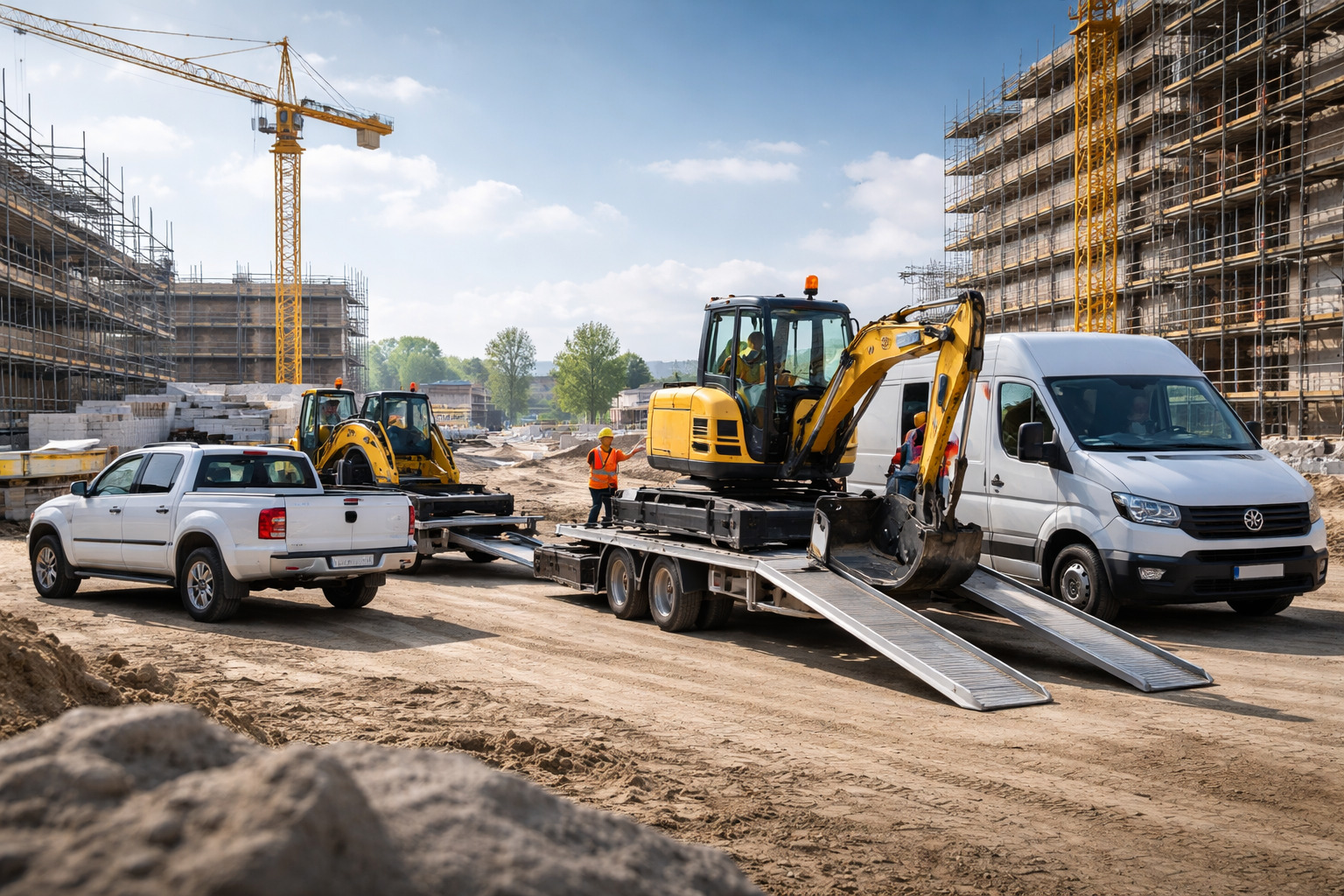 Doprava stavebnej techniky k zákazníkovi – logistický servis prenájmu podľa ISO 9001
