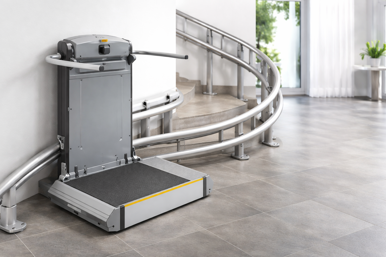 Šikmá schodisková plošina GTL30V – bezbariérový presun po zakrivených dráhach