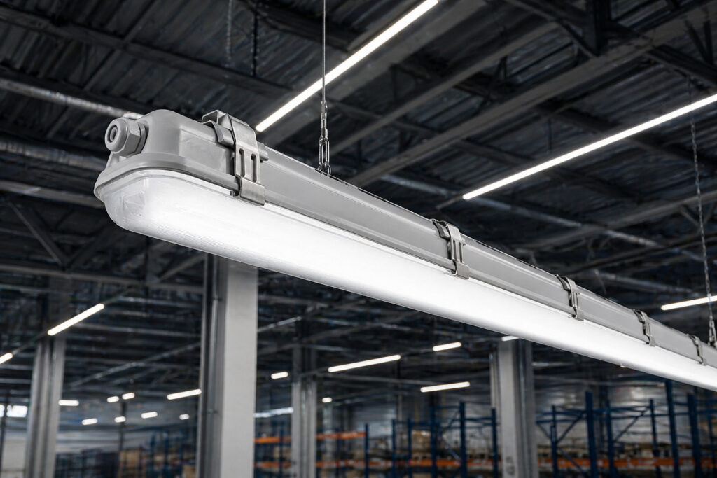 HARBOUR EXPRESS LED svietidlo v priemyselnej hale zabezpečuje rovnomerné lineárne osvetlenie, preto zvyšuje bezpečnosť práce, navyše znižuje energetické náklady a zároveň pracuje v súlade s STN EN 60598-1:2021