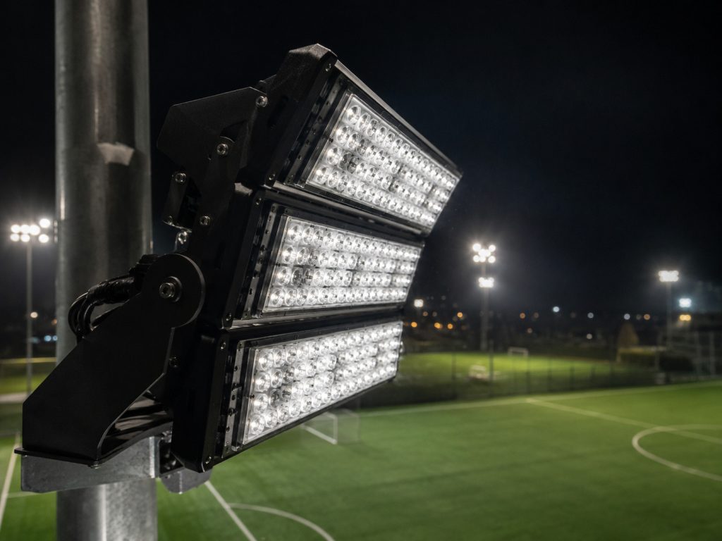 LED športové svietidlo STADION s asymetrickou optikou a IP66 ochranou.