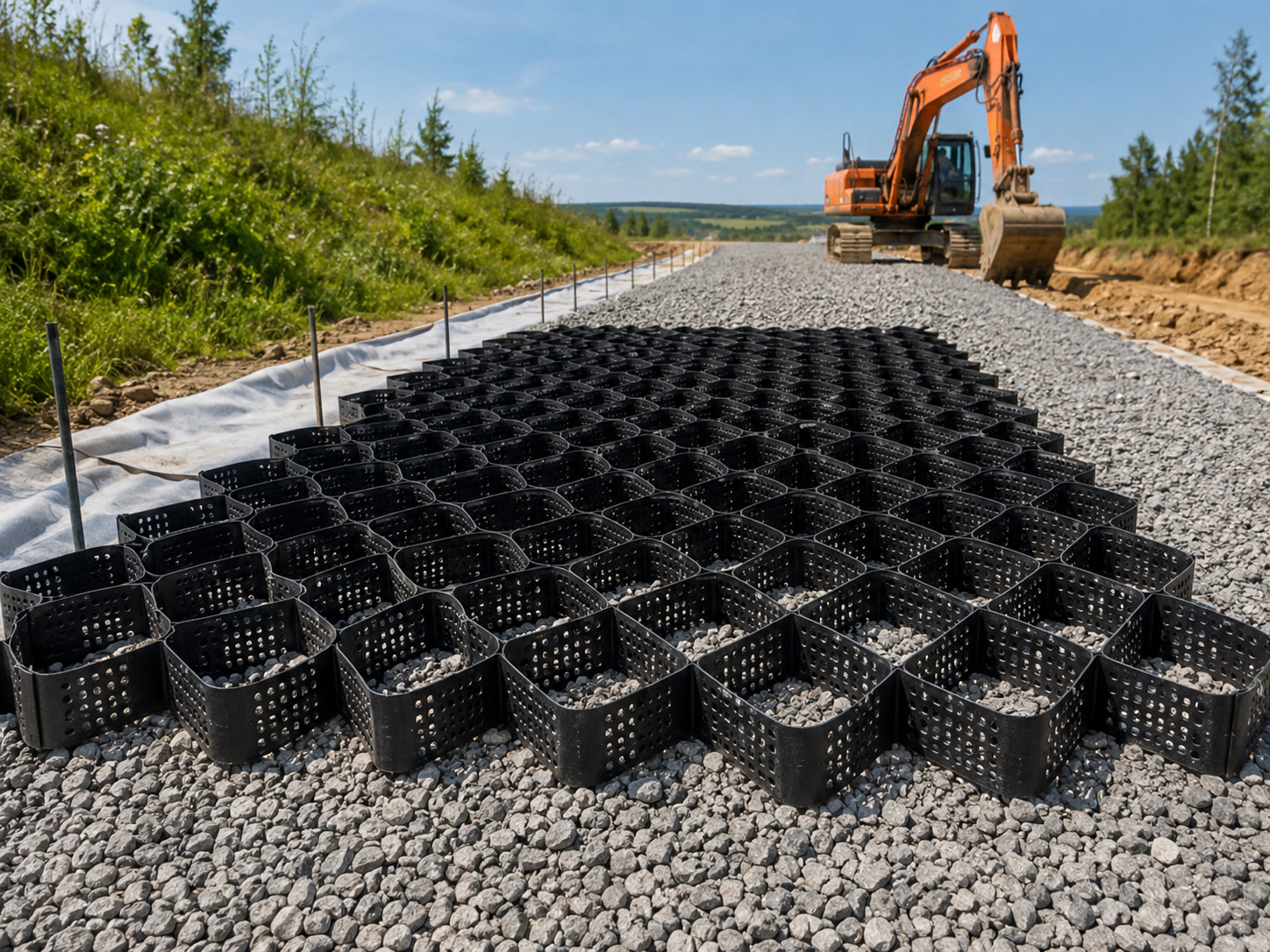 Geobunky – trvalá stabilizácia svahov a podložia bez betónovania pre cesty, parkoviská a terénne úpravy